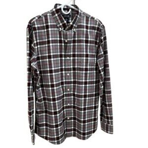NEW Lands' End Men's Tailored Plaid Brushed Twill Button Down Shirt Top